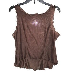 Vintage Y2K Barneys New York Women's Brown Sheer Camisole Size Small